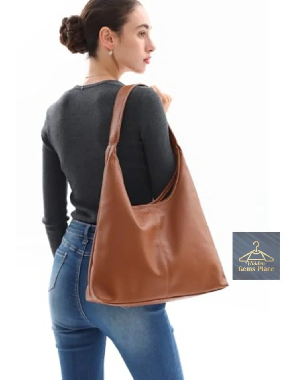 Faux Suede Hobo Bag Tote Handbag Shoulder Purse Slouchy